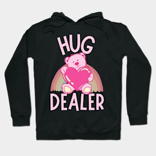 Free Hug Dealer Cute Lovely Pink Bear Rainbow Funny Memes Hoodie